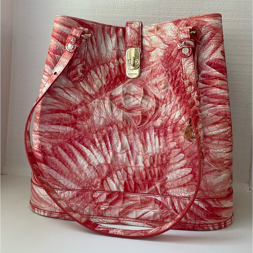 Brahmin Fiora Red/White Bucket Bag - LIKE NEW